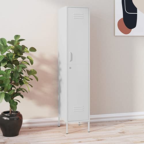 DYRJDJWIDHW White Steel Locker Cabinet 35x46x180 cm with 4 Adjustable Shelves. Lockable Storage Organizer for Office. Gym. Home Use - Durable Metal Wardrobe Closet with Ventilation von DYRJDJWIDHW