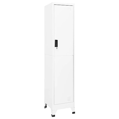 DYRJDJWIDHW White Steel Locker Cabinet 38x45x180 cm with Lockable Door. Ventilation Slits. Clothes Rail and Shelf. Ideal for Schools. Offices. Gyms and Home Storage Solutions von DYRJDJWIDHW