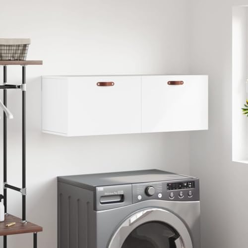 DYRJDJWIDHW White Wall Cabinet 100x36.5x35 cm Particle Board Storage Organizer with Wall Mount for Bathroom Kitchen Living Room Home Decor Display Shelf von DYRJDJWIDHW