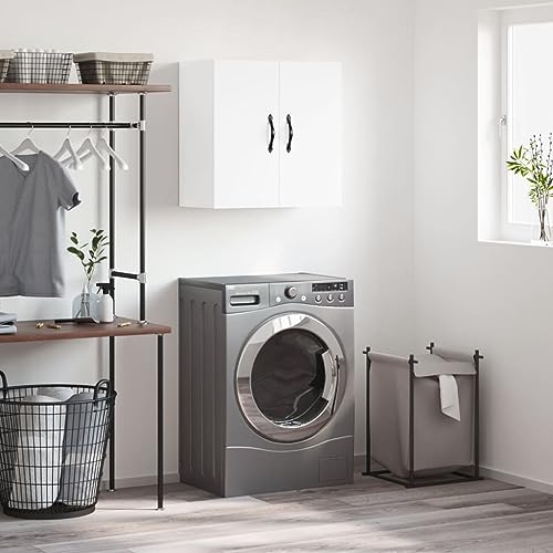 DYRJDJWIDHW White Wall Cabinet 60x31x60 cm Engineered Wood Storage Organizer with Wall Mount for Kitchen Bathroom Living Room Home Decor Display Shelf von DYRJDJWIDHW