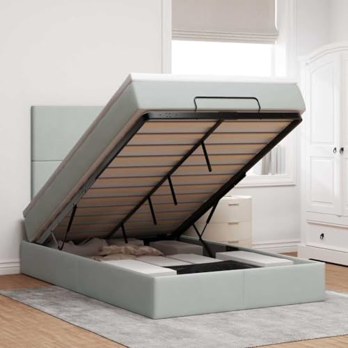 DYRJDJWIDHW betten, bettrahmen Bed Frame bettgestell bettOttomane Bett mit Matratze & LEDs Taupe 140x200 cm StoffGeeignet für Schlafzimmer von DYRJDJWIDHW