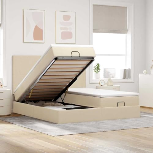 DYRJDJWIDHW betten, bettrahmen lattenroste kopfteil Bett bedOttoman-Bett mit Matratze & LEDs Taupe 140x200 cm StoffGeeignet für Schlafzimmer von DYRJDJWIDHW