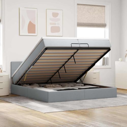 DYRJDJWIDHW betten, bettrahmen metallbett bettrahmen futonbettOttoman-Bett mit Matratzen & LEDs Schwarz 160x200 cm KunstlederGeeignet für Schlafzimmer von DYRJDJWIDHW
