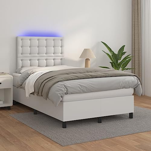 DYRJDJWIDHW betten futonbett bettgestell lattenrosteBoxspringbett mit Matratze & LED Creme 200x200 cm StoffGeeignet für Schlafzimmer von DYRJDJWIDHW
