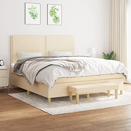 DYRJDJWIDHW betten lattenroste metallbett bedBoxspringbett mit Matratze & LED Dunkelbraun 180x200 cm StoffGeeignet für Schlafzimmer von DYRJDJWIDHW