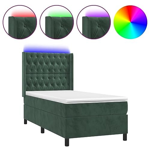 DYRJDJWIDHW betten metallbett bettrahmen futonbettBoxspringbett mit Matratze & LED Taupe 100x200 cm StoffGeeignet für Schlafzimmer von DYRJDJWIDHW
