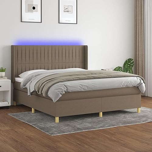 DYRJDJWIDHW betten metallbett lattenroste bedBoxspringbett mit Matratze & LED Taupe 90x190 cm StoffGeeignet für Schlafzimmer von DYRJDJWIDHW