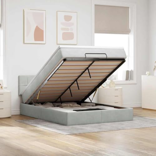 DYRJDJWIDHW bettgestell Bed Frame Bett lattenrosteOttoman-Bett mit Matratzen & LEDs Schwarz 180x200 cm StoffGeeignet für Schlafzimmer von DYRJDJWIDHW