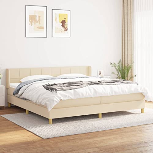 DYRJDJWIDHW bettgestell Bed futonbett bettBoxspringbett mit Matratze Creme 140x200 cm StoffGeeignet für Schlafzimmer von DYRJDJWIDHW