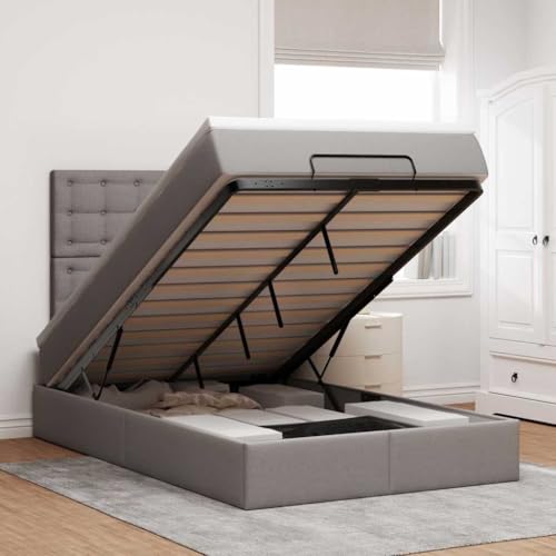 DYRJDJWIDHW bettgestell betten betten, bettrahmen bettOttoman-Bett mit Matratze & LEDs Dunkelbraun 100x200 cm StoffGeeignet für Schlafzimmer von DYRJDJWIDHW