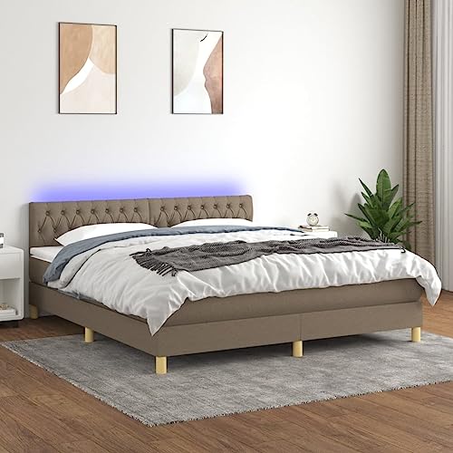 DYRJDJWIDHW bettgestell futonbett lattenroste metallbettBoxspringbett mit Matratze Taupe 200x200 cm StoffGeeignet für Schlafzimmer von DYRJDJWIDHW