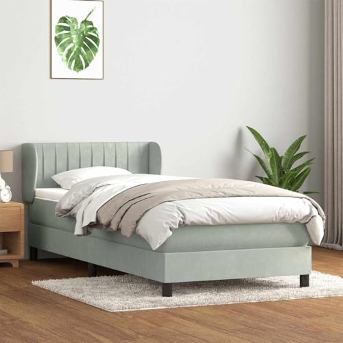 DYRJDJWIDHW bettgestell lattenroste Bett metallbettBoxspringbett ohne Matratze Dunkelblau 80x220 cm SamtGeeignet für Schlafzimmer von DYRJDJWIDHW