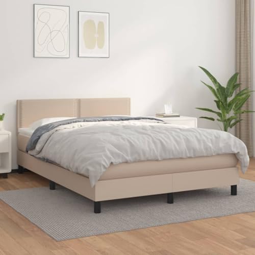 DYRJDJWIDHW bettgestell metallbett Bed Frame bettenBoxspringbett mit Matratze & LED Schwarz 140x190 cm KunstlederGeeignet für Schlafzimmer von DYRJDJWIDHW