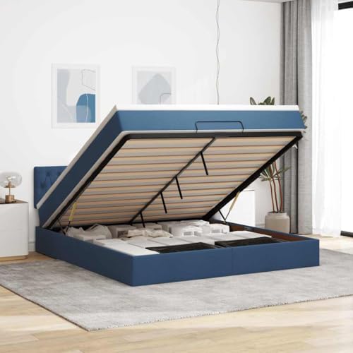 DYRJDJWIDHW bettrahmen Bett metallbett lattenrosteOttoman-Bett mit Matratzen & LEDs Dunkelgrau 180x200 cm StoffGeeignet für Schlafzimmer von DYRJDJWIDHW