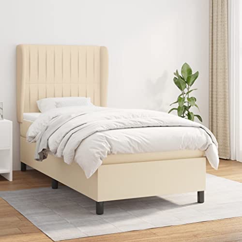 DYRJDJWIDHW bettrahmen betten futonbett lattenrosteBettgestell ohne Matratze Creme 140x200 cm StoffGeeignet für Schlafzimmer von DYRJDJWIDHW