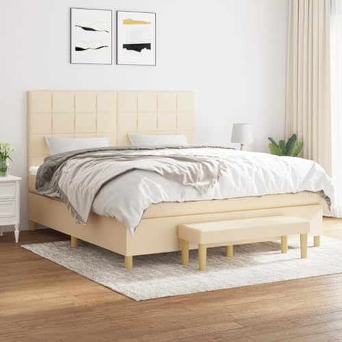 DYRJDJWIDHW bettrahmen futonbett Bett bedBoxspringbett mit Matratze & LED Dunkelbraun 140x200 cm StoffGeeignet für Schlafzimmer von DYRJDJWIDHW