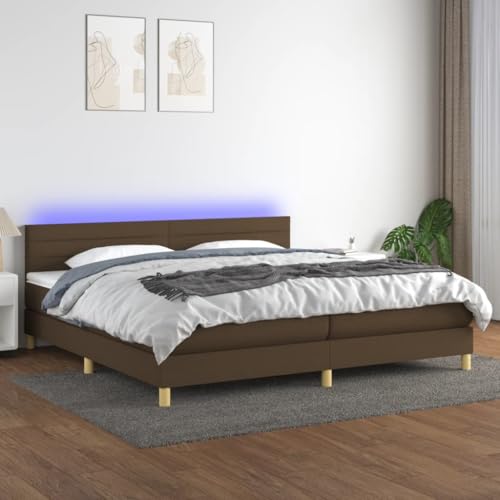 DYRJDJWIDHW bettrahmen kopfteil Bett metallbett lattenrosteBoxspringbett mit Matratze Creme 200x200 cm StoffGeeignet für Schlafzimmer von DYRJDJWIDHW