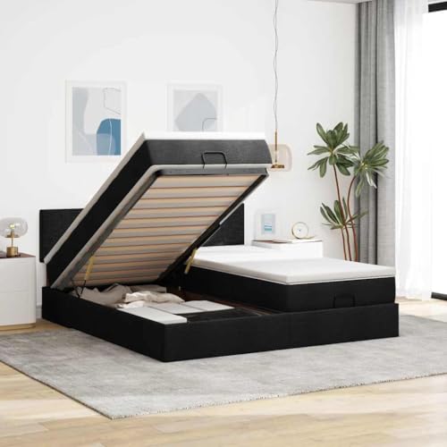 DYRJDJWIDHW bettrahmen lattenroste metallbett futonbettOttoman-Bett mit Matratzen Dunkelgrau 160x200 cm SamtGeeignet für Schlafzimmer von DYRJDJWIDHW