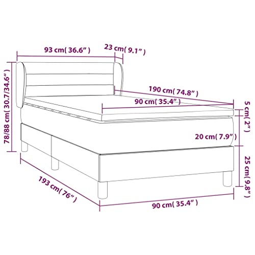DYRJDJWIDHW bettrahmen metallbett lattenroste bedBoxspringbett mit Matratze Schwarz 140x190 cm SamtGeeignet für Schlafzimmer von DYRJDJWIDHW