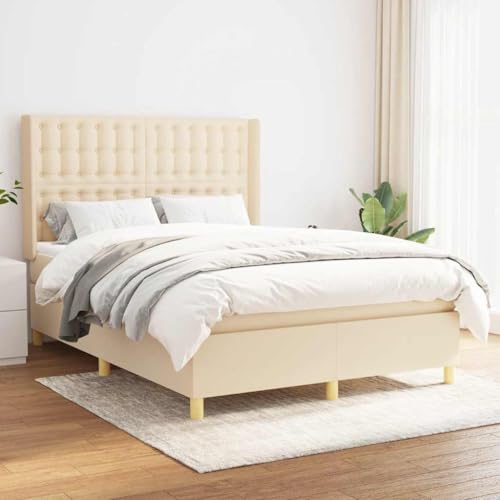 DYRJDJWIDHW futonbett Bed kopfteil Bett bettrahmenBoxspringbett mit Matratze Taupe 140x200 cm StoffGeeignet für Schlafzimmer von DYRJDJWIDHW
