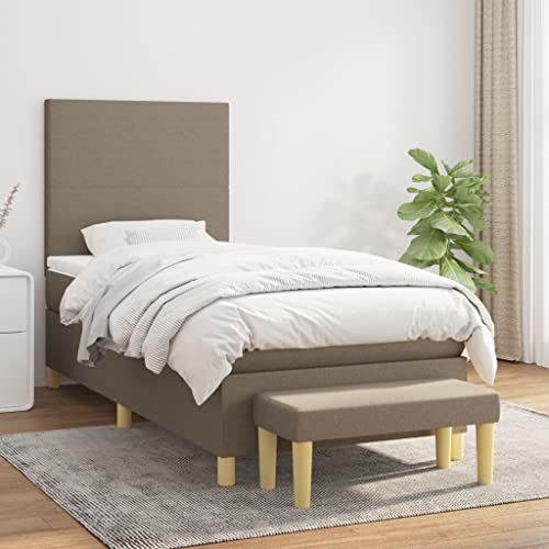 DYRJDJWIDHW futonbett Bed metallbett bettrahmenBoxspringbett mit Matratze & LED Creme 180x200 cm StoffGeeignet für Schlafzimmer von DYRJDJWIDHW
