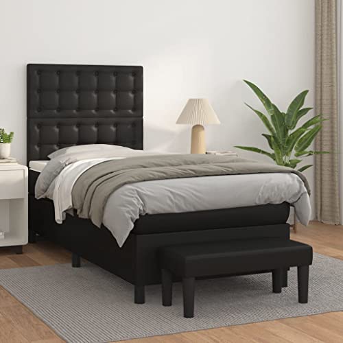 DYRJDJWIDHW futonbett Bett Bed bettgestellBoxspringbett mit Matratze Schwarz 90x190 cm StoffGeeignet für Schlafzimmer von DYRJDJWIDHW