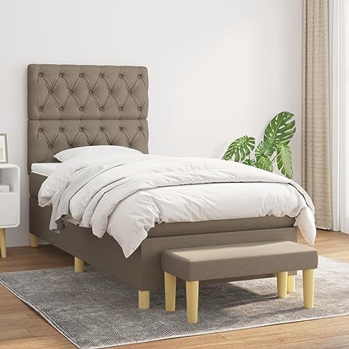 DYRJDJWIDHW futonbett betten Bed Frame kopfteil bettBoxspringbett mit Matratze & LED Blau 140x190 cm StoffGeeignet für Schlafzimmer von DYRJDJWIDHW