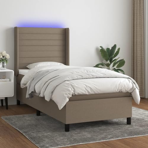 DYRJDJWIDHW futonbett betten metallbett Bed frameBoxspringbett mit Matratze & LED Taupe 140x200 cm StoffGeeignet für Schlafzimmer von DYRJDJWIDHW