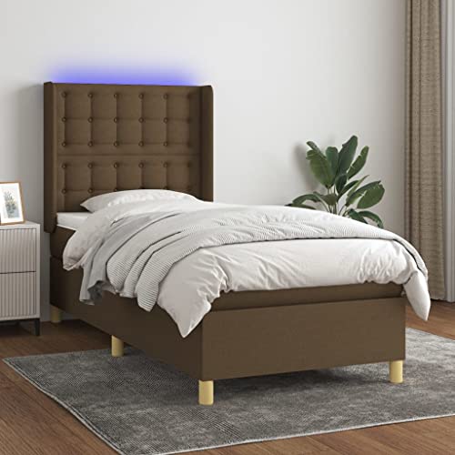 DYRJDJWIDHW futonbett betten metallbett lattenrosteBoxspringbett mit Matratze & LED Dunkelgrün 90x200 cm SamtGeeignet für Schlafzimmer von DYRJDJWIDHW