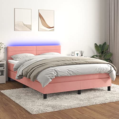 DYRJDJWIDHW futonbett betten metallbett lattenrosteBoxspringbett mit Matratze & LED Schwarz 90x200 cm StoffGeeignet für Schlafzimmer von DYRJDJWIDHW