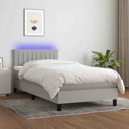 DYRJDJWIDHW futonbett bettrahmen Bed Frame metallbettBoxspringbett mit Matratze & LED Dunkelblau 180x200 cm SamtGeeignet für Schlafzimmer von DYRJDJWIDHW