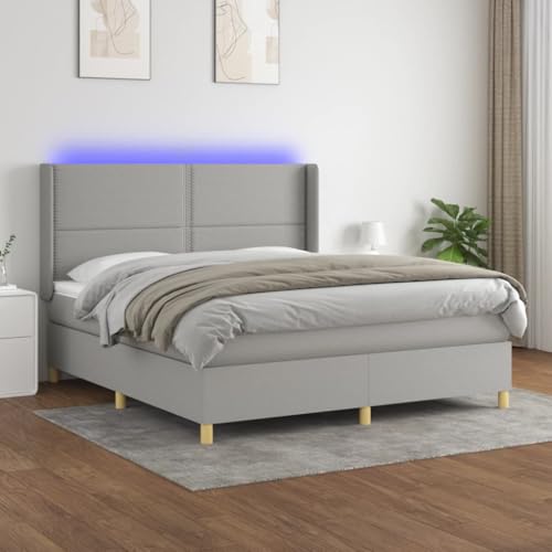 DYRJDJWIDHW futonbett bettrahmen betten, bettrahmen metallbettBoxspringbett mit Matratze Creme 180x200 cm StoffGeeignet für Schlafzimmer von DYRJDJWIDHW