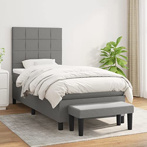 DYRJDJWIDHW futonbett bettrahmen betten bettgestellBoxspringbett mit Matratze Dunkelgrau 100x200 cm SamtGeeignet für Schlafzimmer von DYRJDJWIDHW