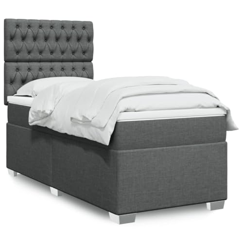 DYRJDJWIDHW futonbett kopfteil Bett bettgestell metallbettBoxspringbett mit Matratze Grau 140x190 cm KunstlederGeeignet für Schlafzimmer von DYRJDJWIDHW