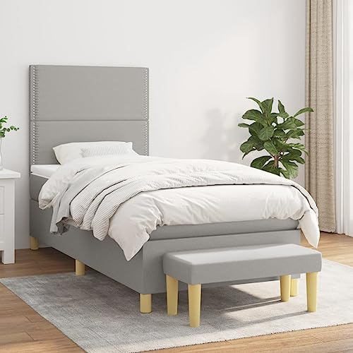 DYRJDJWIDHW futonbett lattenroste Bed betten, bettrahmen Boxspringbett mit Matratze Taupe 200x200 cm StoffGeeignet für Schlafzimmer von DYRJDJWIDHW