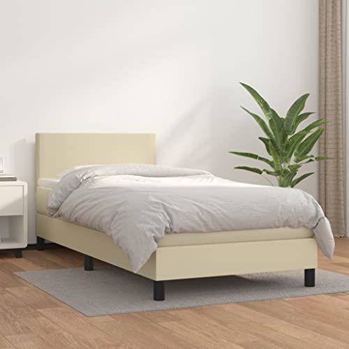 DYRJDJWIDHW futonbett metallbett Bed Frame kopfteil bettBoxspringbett mit Matratze & LED Taupe 80x200 cm StoffGeeignet für Schlafzimmer von DYRJDJWIDHW