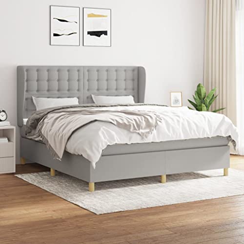 DYRJDJWIDHW futonbett metallbett Bett bettgestellBoxspringbett mit Matratze Weiß 200x200 cm KunstlederGeeignet für Schlafzimmer von DYRJDJWIDHW
