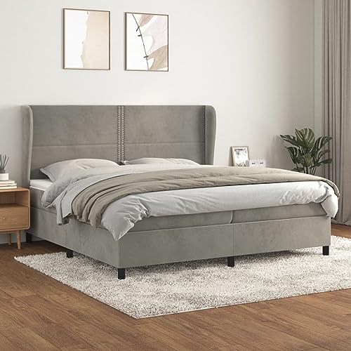 DYRJDJWIDHW futonbett metallbett Bett lattenrosteBoxspringbett mit Matratze Blau 100x200 cm StoffGeeignet für Schlafzimmer von DYRJDJWIDHW