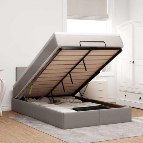 DYRJDJWIDHW futonbett metallbett bettgestell lattenrosteOttoman-Bett mit Matratze Taupe 180x200 cm StoffGeeignet für Schlafzimmer von DYRJDJWIDHW