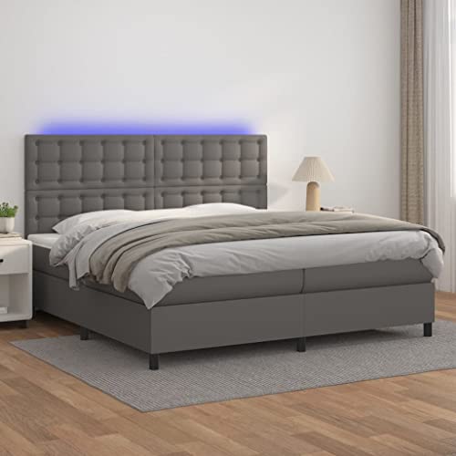 DYRJDJWIDHW futonbett metallbett lattenroste kopfteil bettBoxspringbett mit Matratze & LED Creme 140x190 cm StoffGeeignet für Schlafzimmer von DYRJDJWIDHW