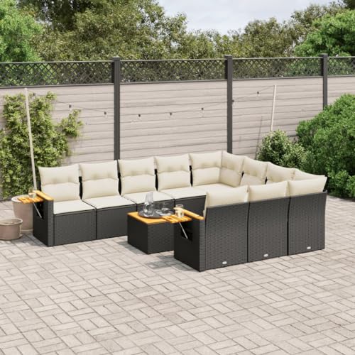 DYRJDJWIDHW gartenlounge Set Lounge möbel Outdoor Balkon möbel Garten lounge14-tlg. Garten-Sofagarnitur mit Kissen Beige Poly RattanGeeignet für Schlafzimmer von DYRJDJWIDHW