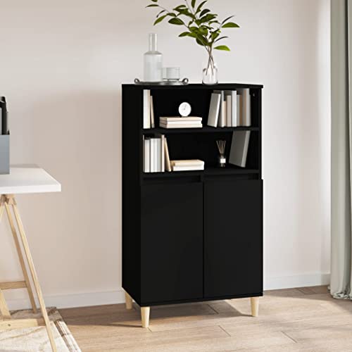 DYRJDJWIDHW kommode weiß,kommode mit schubladen,kommode Flur,Highboard Schwarz 60x36x110 cm Holzwerkstoffschrank schubladen,Sideboard Flur,Schrank Flur, von DYRJDJWIDHW