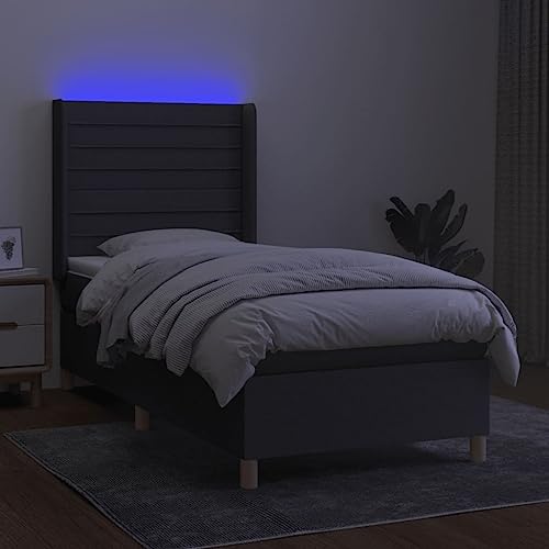 DYRJDJWIDHW kopfteil Bett Bed Frame bettrahmen bettgestellBoxspringbett mit Matratze & LED Taupe 200x200 cm StoffGeeignet für Schlafzimmer von DYRJDJWIDHW