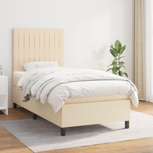 DYRJDJWIDHW kopfteil Bett Bed Frame metallbett bettenBoxspringbett mit Matratze Taupe 90x190 cm StoffGeeignet für Schlafzimmer von DYRJDJWIDHW