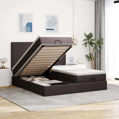 DYRJDJWIDHW kopfteil Bett Bett futonbett Bed frameOttoman-Bett mit Matratzen & LEDs Dunkelgrau 180x200 cm SamtGeeignet für Schlafzimmer von DYRJDJWIDHW