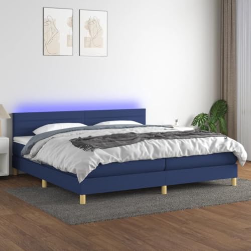 DYRJDJWIDHW kopfteil Bett Bett metallbett futonbettBoxspringbett mit Matratze & LED Dunkelblau 90x200 cm SamtGeeignet für Schlafzimmer von DYRJDJWIDHW