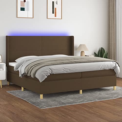 DYRJDJWIDHW kopfteil Bett bettrahmen futonbett Bed frameBoxspringbett mit Matratze & LED Blau 120x200 cm StoffGeeignet für Schlafzimmer von DYRJDJWIDHW