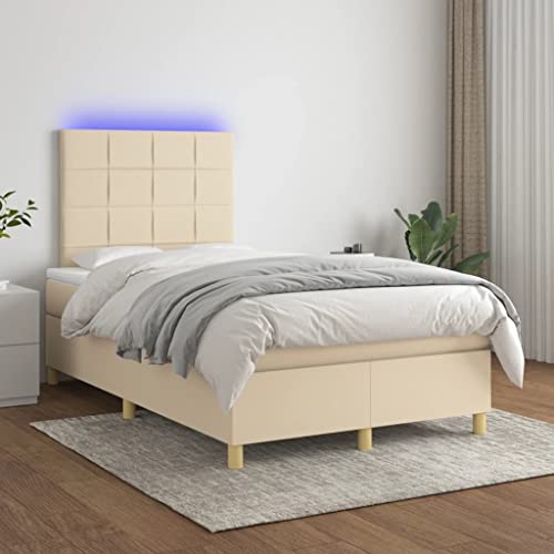 DYRJDJWIDHW kopfteil Bett futonbett bettgestell metallbettBoxspringbett mit Matratze & LED Taupe 140x200 cm StoffGeeignet für Schlafzimmer von DYRJDJWIDHW