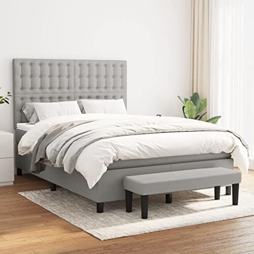 DYRJDJWIDHW kopfteil Bett lattenroste futonbett metallbettBoxspringbett mit Matratze Blau 90x200 cm StoffGeeignet für Schlafzimmer von DYRJDJWIDHW