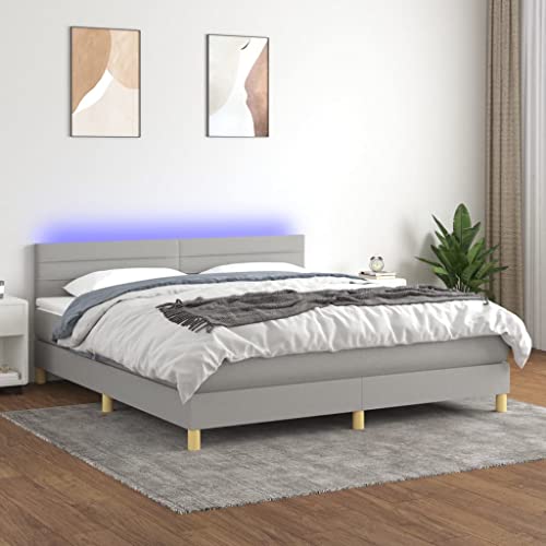 DYRJDJWIDHW kopfteil Bett metallbett Bett bettrahmenBoxspringbett mit Matratze & LED Taupe 90x190 cm StoffGeeignet für Schlafzimmer von DYRJDJWIDHW